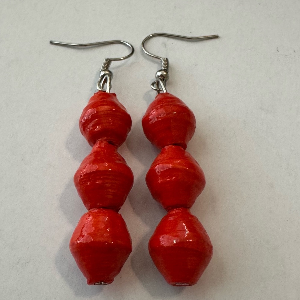NWOT Ugandan Handmade Paper Bead Earrings